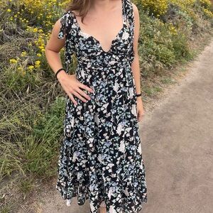 Floral Black and White Maxi Dress